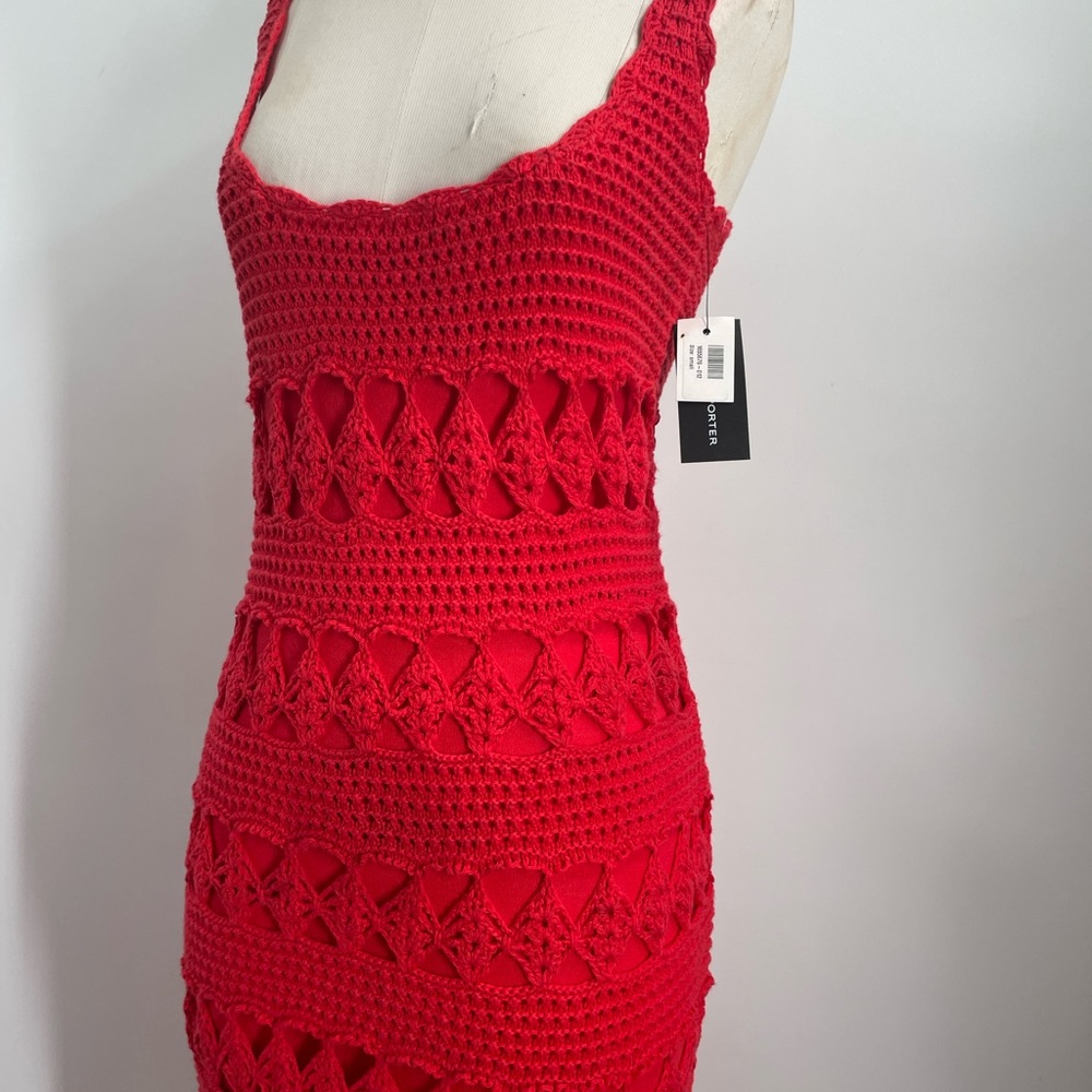 CARA CARA Women's Sleeveless Red Crochet Fitted Sheath Joan Dress Size Small
